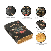 Sort Livre des Ombres En Cuir Journal Serrure Fermoir Luna Moth Papillon Imprimer Vintage Wiccan Sorcellerie Cahier 8x6 Pouces