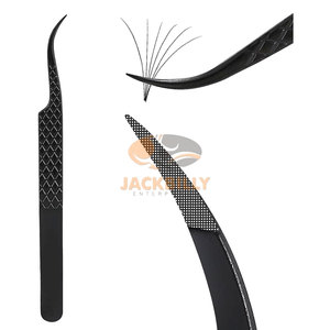 Pinzas de extensión de pestañas curvas en J de microfibra Aislamiento de volumen y herramienta clásica para extensiones de pestañas - Product Image 1
