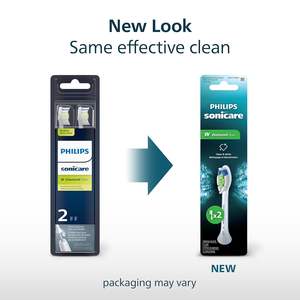 Têtes de brosse à dents électriques de rechange authentiques Philips Sonicare W DiamondClean, blanches, lot de 2, HX6062/77 - Product Image 2