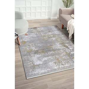 Tapis d'intérieur gris moderne Netline Home Depot Zett ZE006, 60% viscose, 40% acrylique, anti-peluches, facile à nettoyer, durable pour la chambre à coucher - Product Image 1