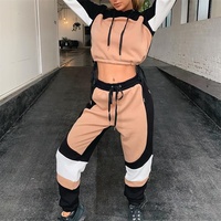 Ensemble de survêtement pour femme, sweat-shirt à capuche et pantalon de jogging en molleton 100% coton, doux, chaud, respirant, pour l'entraînement, la salle de sport, la course à pied, vêtements de sport décontractés, long