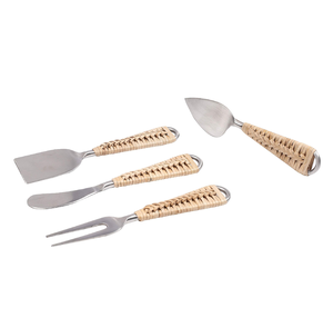 Juego de cubiertos de queso para servir comida de lujo con mango de ratán para cocina y mesa a un precio más bajo Juego de cubiertos hechos a mano - Product Image 2