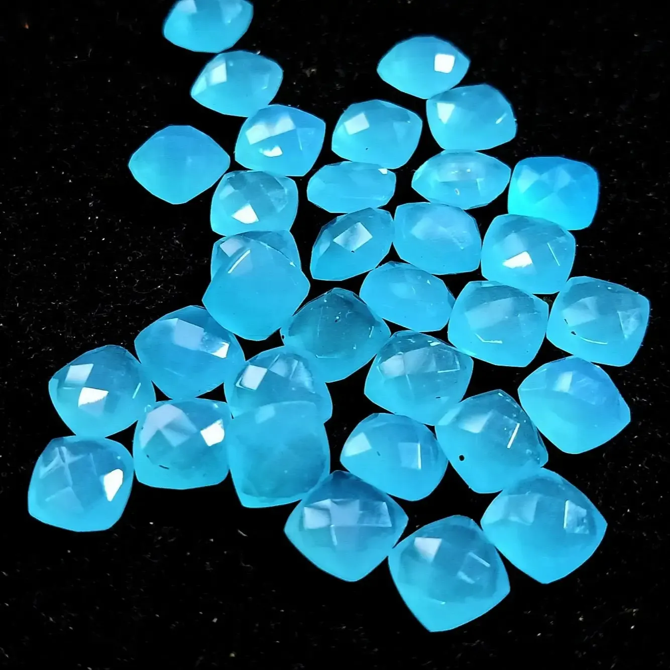 Pedra de quartzo hidrocalcedônia azul facetada, 30 peças, pedra preciosa par facetada, pedra de corte solta 8mm-20mm, pronta para enviar