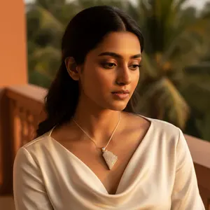 Collar con Colgante de Cuarzo Druzy en Oro de 14K y Plata 925, Chapado en Rodio, Joyería de Cristal en Bruto, Patrón Geométrico, Corte Princesa, Oro Blanco - Product Image 1