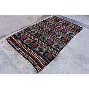 Alfombra turca azul Vintage 4 pies X 7,2 pies Estilo tradicional Diseño de retazos Técnica Tabriz Lana Poliéster Material Respaldo de látex - Product Image 2