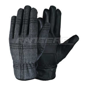 ถุงมือหนังแกะสีดำสำหรับผู้ชายถุงมือฤดูหนาวมีซับในอบอุ่นมีสไตล์ - Product Image 1