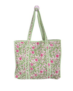 Bolsa de Tela Reutilizable Ecológica, 100% Algodón, con Estampado de Bloques, Artesanía India - Product Image 2