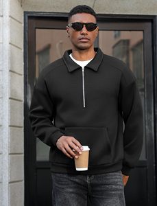 Venta al por mayor Hombres Quarter Zip Pullover Hoodie Moda personalizada Sudadera Casual Streetwear Warm OEM Proveedor Casual Fashion Warm - Product Image 3