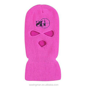 Masque de ski 3 trous tricoté sur mesure cagoule couverture complète du visage du rappeur bandit avec logo brodé - Product Image 5