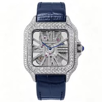 Reloj/montre 蓝宝石水晶男士冰晶 VVS 莫桑石手表 Buss Down Ronda 1042 石英方形奢华嘻哈风格