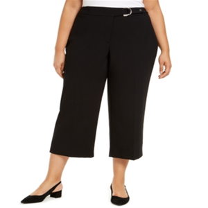 Pantaloni Culotte Alfani da Donna Taglia Plus 14W con Cintura e Dettagli Metallici e Bottoni, Colore Nero - Product Image 1