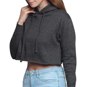 เสื้อครอปฮู้ดดี้ผู้หญิง ผ้าระบายอากาศ สีพื้น สไตล์ลำลอง แฟชั่น ปักโลโก้ได้ตามต้องการ แขนยาว - Product Image 3