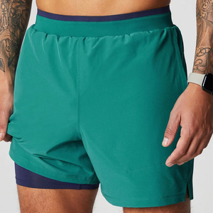 2025 venta al por mayor de ropa deportiva de marca personalizada pantalones cortos para hombres con bolsillos con cremallera pantalones cortos 2 en 1 para hombres pantalones cortos de gimnasio de Entrenamiento Atlético - Product Image 1
