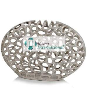 Vase rond en métal plaqué or avec motif crête Vase à fleurs artificielles en aluminium au design fabuleux pour la décoration de table à la maison - Product Image 6