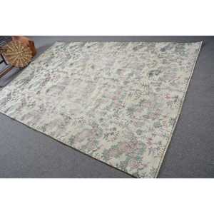 Tapis vintage, grand tapis turc de 6,1 x 8,9 pieds, tapis persan en laine blanche - Product Image 1