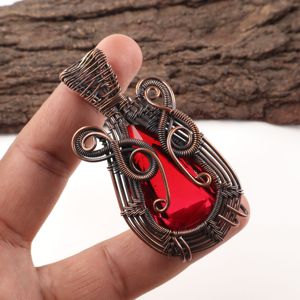 Red Garnet Gemstone Pear Cut Copper Wire <b>Wrapped</b> Fashion Pendant Necklace Oxidized Silver <b>Bridal</b> Party Wear Today Jewelry - Product Image 4