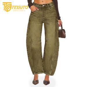 Pantalones cargo de cintura alta para mujer Vaqueros de cintura alta elegantes - Product Image 6