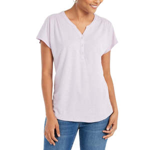 Style & Co Top Henley da Donna in Misto Lino Viola Taglia Piccola con Maniche Dolman Design Traspirante - Product Image 1