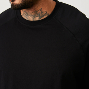 Camisetas personalizadas ropa de calle de algodón para hombre de gran tamaño Rib Crewneck Drop Shoulder Heavyweight 280gsm camiseta - Product Image 3