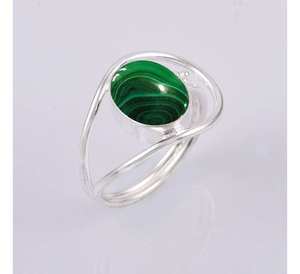Bague en argent sterling 925 faite à la main avec malachite verte pour femmes et demoiselles d'honneur fête mode mariages et bijoux de style girly - Product Image 4