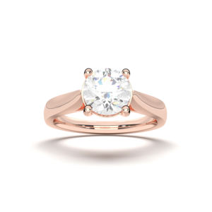 Anillo de compromiso de diamante de corte redondo de moissanita de 1,00 quilates de oro macizo de 10K14K18K hecho a mano en anillos de diamantes - Product Image 3