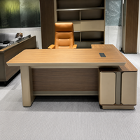 Bureau de direction contemporain en forme de L avec armoire latérale, table de PDG personnalisable OEM/ODM pour espace de travail professionnel