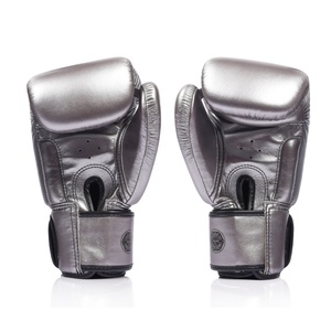 Fairtex <b>Silver</b> Leather Breathable Lace-Up Closure Boxing <b>Gloves</b> High Quality Customized Training Sparring Muay Thai Martial Arts - Product Image 4