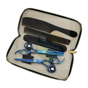 Kit de Tijeras de Peluquería Profesional Ligero, Edición Premium Negra y Azul, Ultra Afiladas, para Corte de Cabello en Salón - Product Image 5