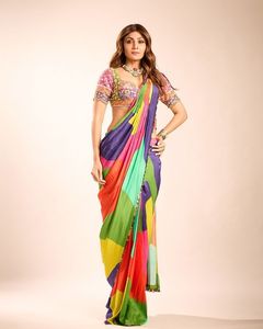 High on Demand Apparel & Accessories Fancy Thread Work Chinon Silk & Digital Print Sarees for Worldwide Supply From India - Product Image 1