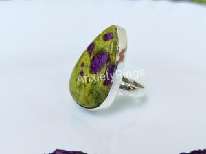 Women's 925 Sterling Silver Atlantisite <b>Ring</b> with Diamond Cute Unisex Statement Jewelry for Wedding or Engagement Party Gift - Product Image 2