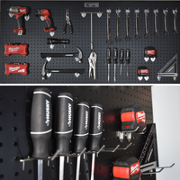 Panneau perforé mural en acier noir mat thermolaqué pour l'organisation de la maison et du garage, personnalisable OEM
