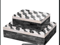 Boîte à bijoux en bois avec incrustation de résine géométrique, boîte de rangement de luxe, organisateur de bibelots avec compartiments, boîte à souvenirs décorative