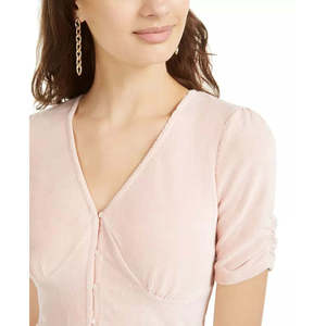 Top in Velluto a Costine Rosa Casual da Ragazza American Rag, Taglia Small, con Maniche Arricciate e Chiusura a Cerniera - Product Image 3