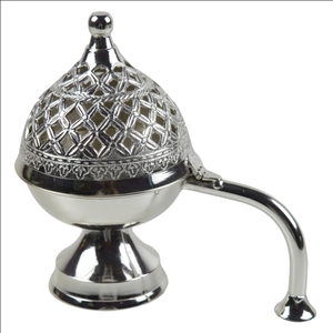 Porte-encens en laiton pur thème mat argenté avec attrape-cendres - Product Image 2