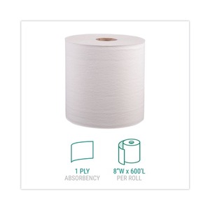 Windsoft WIN12906 8 pouces. Rouleaux de serviettes en papier jetables X 800 Ft. Hardwound, blancs, pour cuisine, 6 rouleaux/carton - Product Image 3