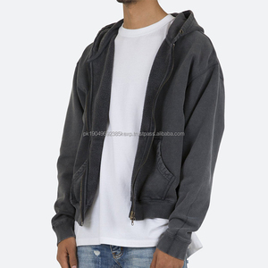 Sudadera con Capucha para Hombre, 100% Algodón, con Logotipo Personalizado, Cierre Doble, Estampada, Estilo Holgado, Lavada al Ácido, Sudadera Corta para Hombre - Product Image 3