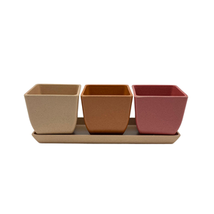 Ensemble de 3 pots à fleurs Pioneera avec plateau, biodégradables, écologiques, en balle de riz, durables, avec trou de drainage, pour usage intérieur/extérieur - Product Image 2