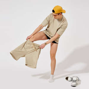 Conjunto de ropa de calle de verano personalizada para hombre, chándal con logotipo de piedra lavada con ácido Vintage de punto de algodón 100% para hombre - Product Image 4