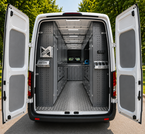 OEM Premium Mobile Workshop Van Storage System with Full Height <b>Cabinets</b> <b>Tool</b> Drawers and Workbench for Fleet Vehicles Van Shelf - Product Image 1