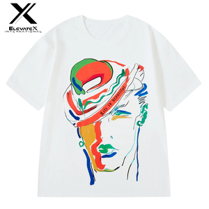 เสื้อยืดผู้ชายผ้าคอตตอนใส่สบายสะพายไหล่ลำลองทรงหลวมพิมพ์ลายแบบกำหนดเอง - Product Image 4