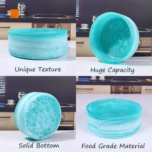 Design unique nouvelle vaisselle bol de service à salade en résine et ensembles de cuillères de service résine bleue ombrage blanc accessoires de cuisine bol - Product Image 3