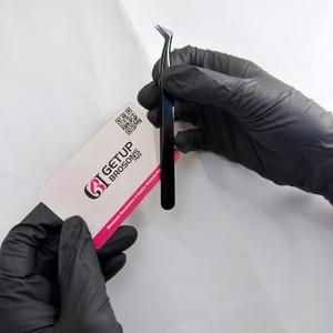 Pince à épiler professionnelle en acier inoxydable de haute qualité pour extensions de cils volume russe, avec poignée diamant, anti-magnétique et anti-statique, personnalisable - Product Image 1