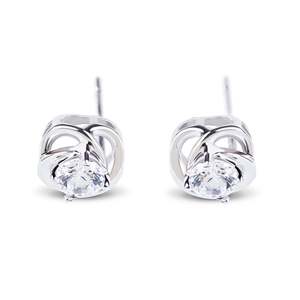 Jeulia Classic Flower Sterling <b>Silver</b> <b>Stud</b> Earrings with Diamond Pearl & Zircon - Product Image 3