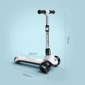 Patinete eléctrico moderno de 3 ruedas al por mayor para niños barra de luz LED pantalla LCD cuerpo de aleación ajustable en altura plegable al aire libre - Product Image 4