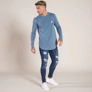 Camiseta de Manga Larga con Textura Waffle, Personalizada con Relieve, para Hombre, Diseño Sólido, 100% Poliéster, Estilo Urbano, Resistente a las Arrugas - Product Image 2