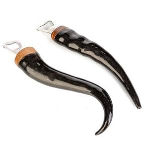 Handmade Ox Horn <b>Bottle</b> Opener with Stainless Steel Accents Handcrafted Ox Horn Beer Opener with Logo for Gift - Product Image 2