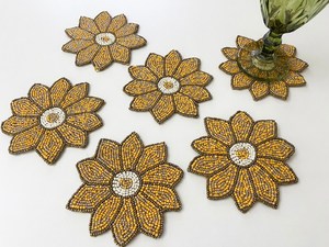 Handmade Beaded <b>Coasters</b>-Classic <b>Drink</b> <b>Coasters</b> with Polyester Backing (4x4 Inch) for Church and Religious Gifts - Product Image 3
