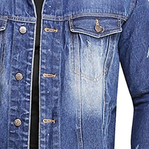 Veste d'hiver de style High Street pour hommes, jean chaud avec doublure en polaire plus épaisse, bleu, service de conception OEM disponible - Product Image 6