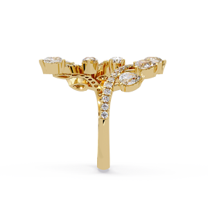 Classic <b>Rings</b> 14K Pure Gold Pear Cut Lab Grown Diamond <b>Ring</b> Laurel Leaf Bypass <b>Ring</b> For Women Fine Jewelry Engagement <b>Rings</b> - Product Image 3