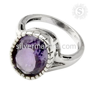 Superventas diseño clásico Natural púrpura amatista piedra preciosa forma ovalada anillo 925 plata esterlina joyería hecha a mano para ella India - Product Image 3